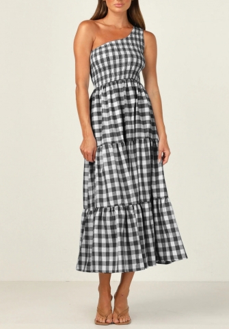 (Real Image)2022 Styles Women Fashion INS Styles Plaid Bohemian Maxi Dress