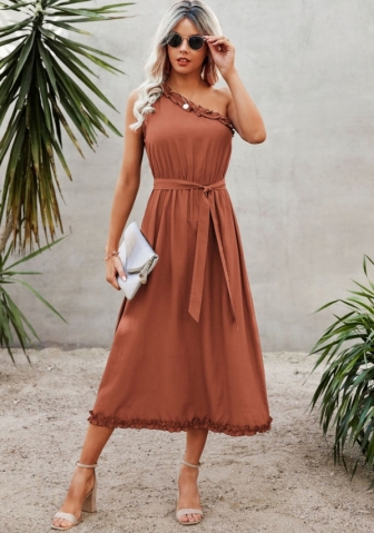 (Real Image)2022 Styles Women Fashion INS Styles Solid Color Bohemian Maxi Dress