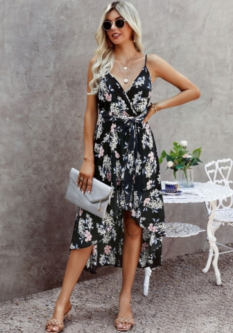 (Real Image)2022 Styles Women Fashion INS Styles Print Bohemian Irregular Maxi Dress