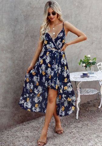 (Real Image)2022 Styles Women Fashion INS Styles Print Bohemian Irregular Maxi Dress