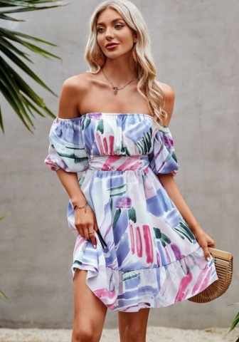 (Real Image)2022 Styles Women Fashion INS Styles Print Bohemian Mini Dress