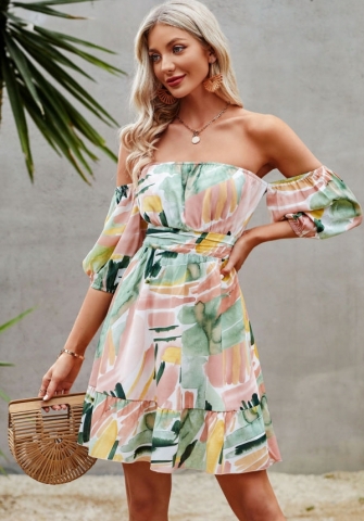 (Real Image)2022 Styles Women Fashion INS Styles Print Bohemian Mini Dress