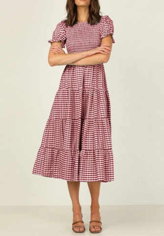 2022 Styles Women Fashion INS Styles Plaid Bohemian Maxi Dress