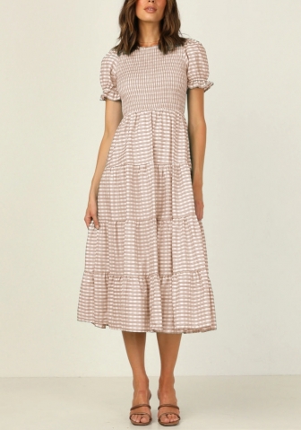 2022 Styles Women Fashion INS Styles Plaid Bohemian Maxi Dress