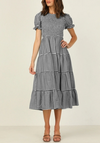 2022 Styles Women Fashion INS Styles Plaid Bohemian Maxi Dress