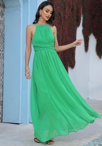 (Real Image)2022 Styles Women Fashion INS Styles Solid Color Maxi Dress