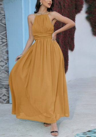 (Real Image)2022 Styles Women Fashion INS Styles Solid Color Maxi Dress