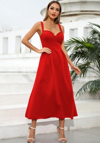 (Real Image)2022 Styles Women Fashion INS Styles Red Bohemian Maxi Dress