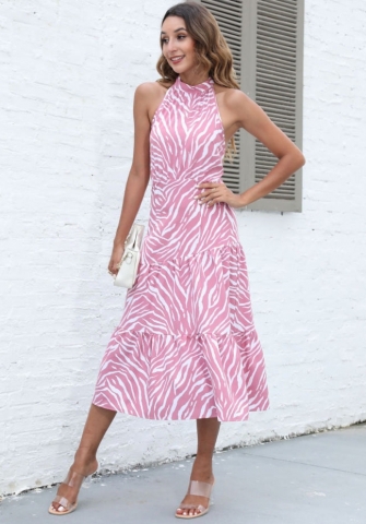 (Real Image)2022 Styles Women Fashion INS Styles Pink Floral Bohemian Maxi Dress