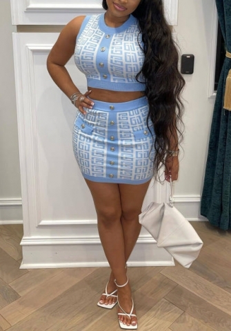 2022 Styles Women Fashion INS Styles Print Two Piece Dress