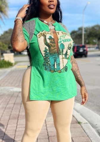 (Real Image)2022 Styles Women Fashion INS Styles Print Double Tassle Tee