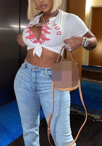 (Only Tops)(Real Image)2022 Styles Women Fashion INS Styles Print Tee