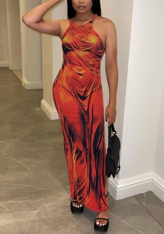 2022 Styles Women Fashion INS Styles Print Maxi Dress