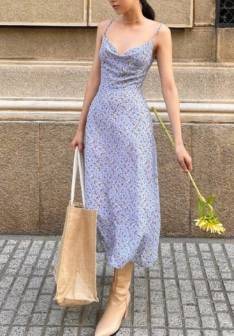 (Real Image)2022 Styles Women Fashion INS Styles Floral Strap Maxi Dress