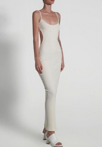 2022 Styles Women Fashion INS Styles Strap Solid Color Maxi Dress