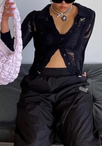 (Real Image)2022 Styles Women Fashion INS Styles Black Sweater Long Sleeve Tops