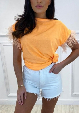 2022 Styles Women Fashion INS Styles Tassel Short Sleeve Tee