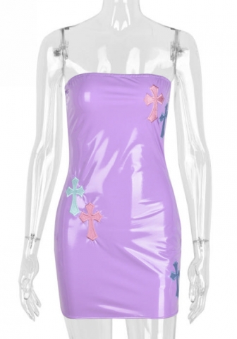 (Real Image)2022 Styles Women Fashion INS Styles PU Cross Mini Dress