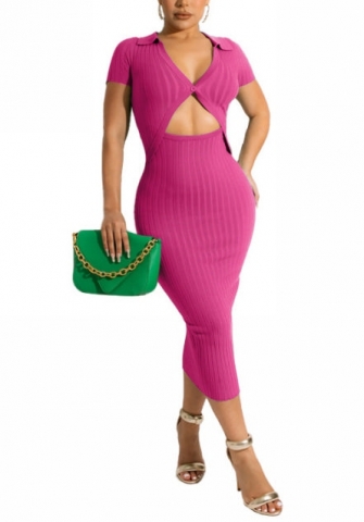 2022 Styles Women Fashion INS Styles Cotton Cut Out Short Sleeve Midi Dress