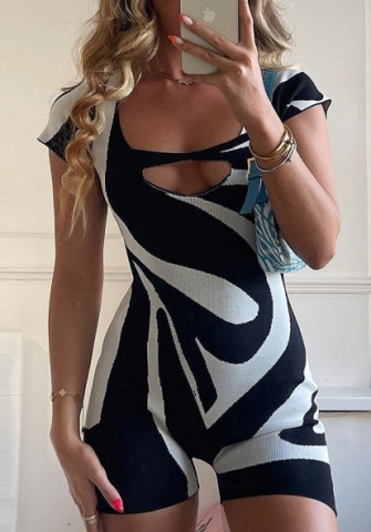 (Real Image)2022 Styles Women Fashion INS Styles Black&White Contrast Color Romper