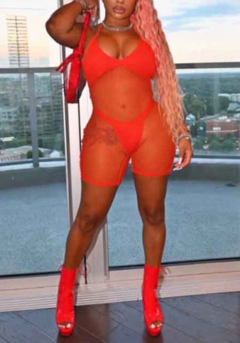 2022 Styles Women Fashion INS Styles Black Net Halter Romper