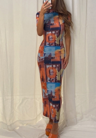 (Real Image)2022 Styles Women Fashion INS Styles Floral Short Sleeve Maxi Dress