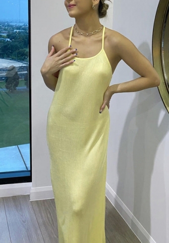 (Real Image)2022 Styles Women Fashion Instagram Styles Halter Maxi Dress