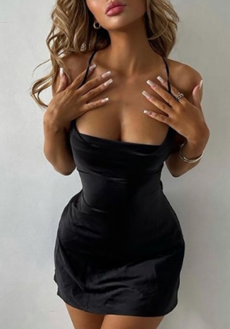 (Real Image)2022 Styles Women Fashion Instagram Styles Silk Strap Mini Dress