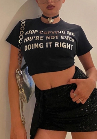 (Real Image)2022 Styles Women Fashion Summer TikTok&Instagram Styles Print Letter Short Sleeve Tee