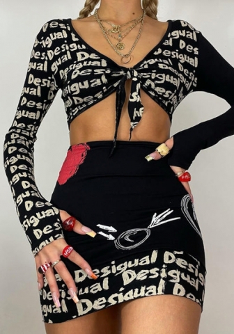 (Real Image)2022 Styles Women Fashion Summer TikTok&Instagram Styles Print Long Sleeve Mini Dress