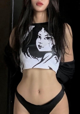 (Black)2022 Styles Women Fashion Summer TikTok&Instagram Styles Print Tank Tops