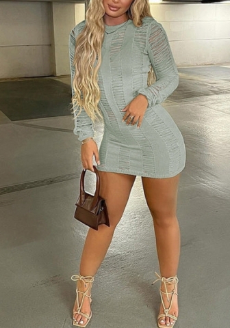 (Real Image)2022 Styles Women Fashion Summer TikTok&Instagram Styles Sweater Long Sleeve Mini Dress