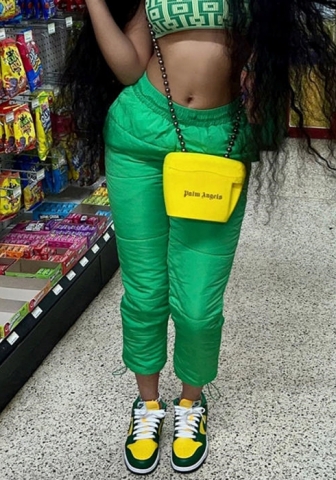 (Real Image)2022 Styles Women Fashion Summer TikTok&Instagram Styles Cotton Green Long Pants