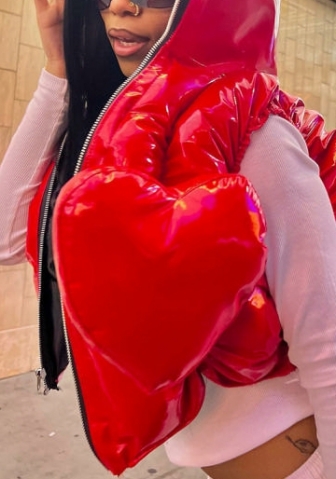 (Real Image)2022 Styles Women Fashion Summer TikTok&Instagram Styles Red PU Coat