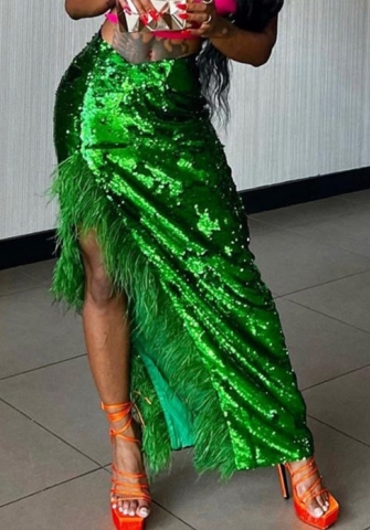 (Green)2022 Styles Women Fashion Summer TikTok&Instagram Styles Green Sequin Skirts