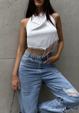 (Real Image)2022 Styles Women Fashion Summer TikTok&Instagram Styles Tassel Sleeveless Tops