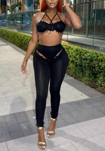 (Black)2022 Styles Women Fashion Summer TikTok&Instagram Styles Black Cut Out Two Piece Suit