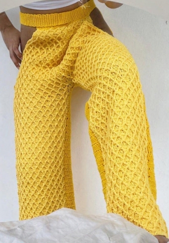 (Yellow)2022 Styles Women Fashion Summer TikTok&Instagram Styles Cut Out Lace Long Pants