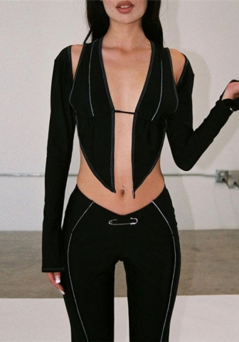 (Real Image)2022 Styles Women Fashion Summer TikTok&Instagram Styles Black Two Piece Set