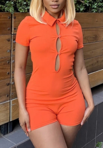 (Real Image)2022 Styles Women Fashion Summer TikTok&Instagram Styles Orange Romper
