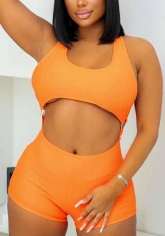 (Real Image)2022 Styles Women Fashion Summer TikTok&Instagram Styles Orange Sexy Romper