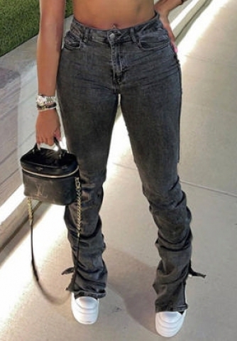 (Only Long Pants)(Real Image)2022 Styles Women Fashion Summer TikTok&Instagram Styles Gray Jeans Long Pants