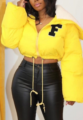 (Yellow)2022 Styles Women Fashion Summer TikTok&Instagram Styles Letter F Front Zipper Coat