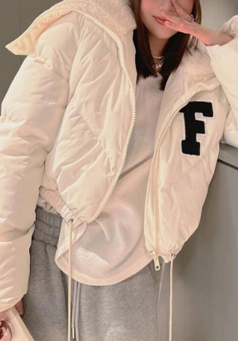 (Apricot)2022 Styles Women Fashion Summer TikTok&Instagram Styles Letter F Front Zipper Coat