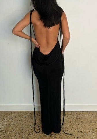 (Black)2022 Styles Women Fashion Summer TikTok&Instagram Styles Strap Maxi Dress