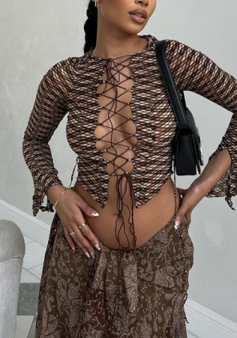 (Only Tops)(Real Image)2022 Styles Women Fashion Summer TikTok&Instagram Styles Print Lace Up Shirts