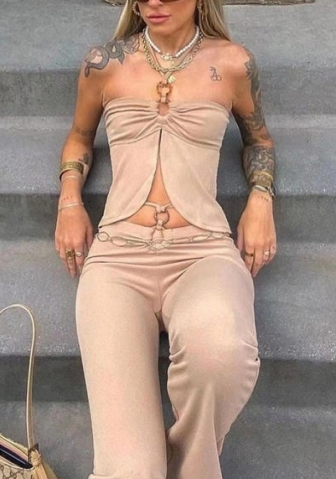 (Real Image)2022 Styles Women Fashion Summer TikTok&Instagram Styles Khaki Two Piece Suit