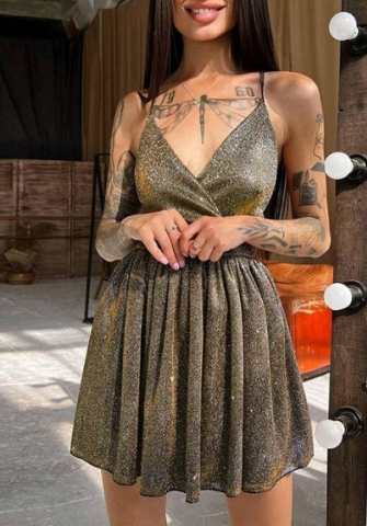 (Real Image)2022 Styles Women Fashion Summer TikTok&Instagram Styles Strap Backless Hem Mini Dress