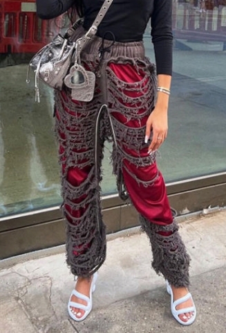 (Real Image)2022 Styles Women Fashion Summer TikTok&Instagram Styles Ripped Long Pants