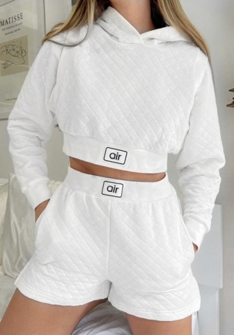 (Real Image)2022 Styles Women Fashion Summer TikTok&Instagram Styles White Hoodie Short Two Piece Suit
